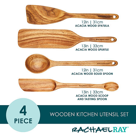 Rachael Ray Wooden 4-pc. Tools & Gadgets Utensil Set, One Size, Brown