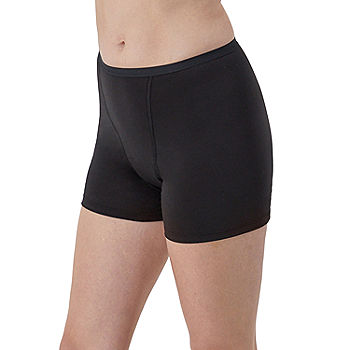 Hanes Women's 3pk Comfort Period and Postpartum Moderate Leak Protection  Boy Shorts - Black/Gray/Brown 8