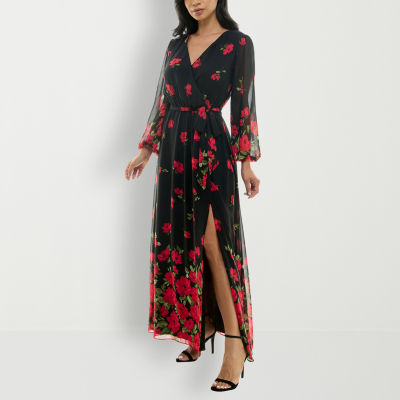 premier amour long sleeve floral maxi dress