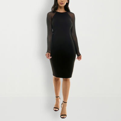 Premier Amour Long Illusion Sleeve Sheath Dress