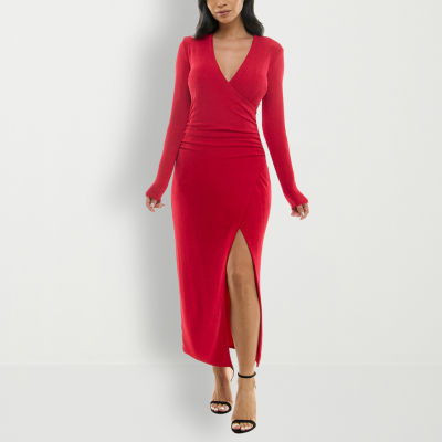 Premier Amour Long Sleeve Midi Sheath Dress, Color: Deep Red - JCPenney