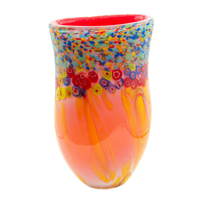 Dale Tiffany 12.75 in. Multi-Colored Kalmia Hand Blown Art Glass Vase  AV15415 - The Home Depot