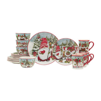 Certified International Christmas Gnomes 16-pc. Earthenware Dinnerware Set