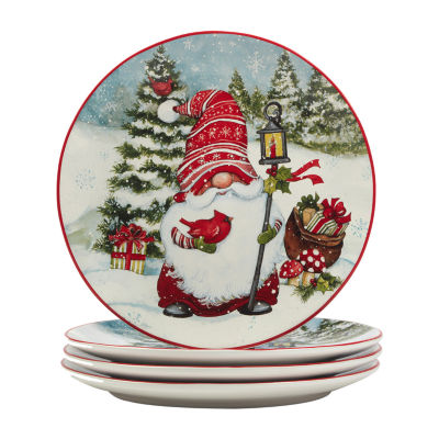 Certified International Christmas Gnomes 4-pc. Earthenware Dinner Plate