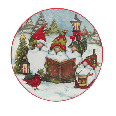 Certified International Christmas Gnomes 4-pc. Earthenware Dessert Plate