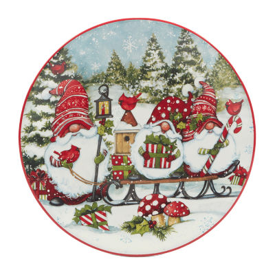 Certified International Christmas Gnomes 4-pc. Earthenware Dessert Plate