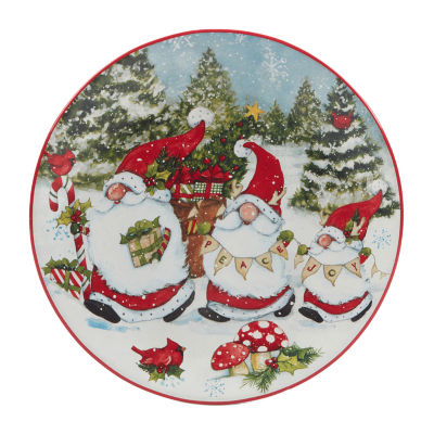 Certified International Christmas Gnomes 4-pc. Earthenware Dessert Plate