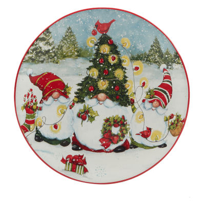 Certified International Christmas Gnomes 4-pc. Earthenware Dessert Plate