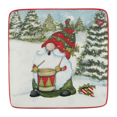 Certified International Christmas Gnomes 4-pc. Earthenware Appetizer Plate