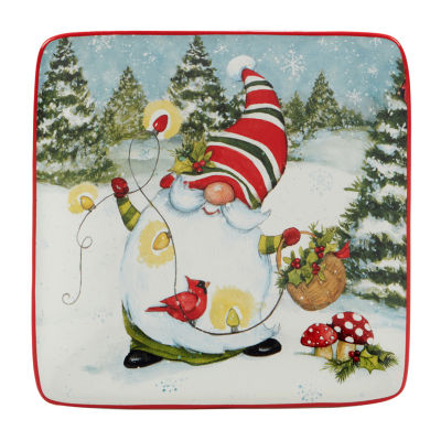 Certified International Christmas Gnomes 4-pc. Earthenware Appetizer Plate