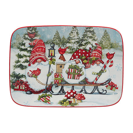 Certified International Christmas Gnomes Serving Platter, One Size, White