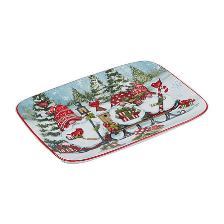 Certified International Christmas Gnomes Serving Platter, One Size, White