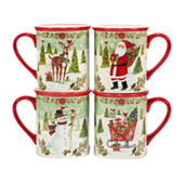 Fun Christmas Coffee Mugs Holiday Cups, 10oz Double Wall Glass With Lid