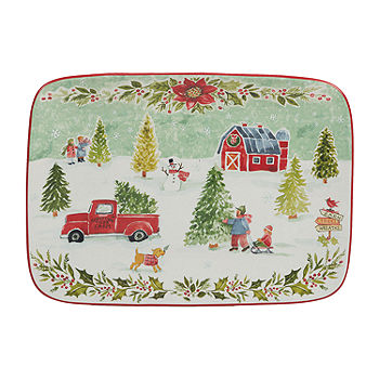 Rae Dunn MERRY CHRISTMAS  Green Holiday Platter Serving Set, With Jo -  PipPosh