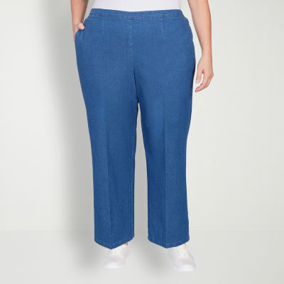 Alfred Dunner Classics Womens Mid Rise Straight Pull-On Pants, Color: Denim  - JCPenney