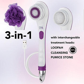 Electric Shower Body Brush 5 in 1 Back Brush Long Handle for Shower Brush  Used for Body Cleaning Exfoliating Massage Body Scrubber with 5 Rotating  Brush Heads(White USB Charging)