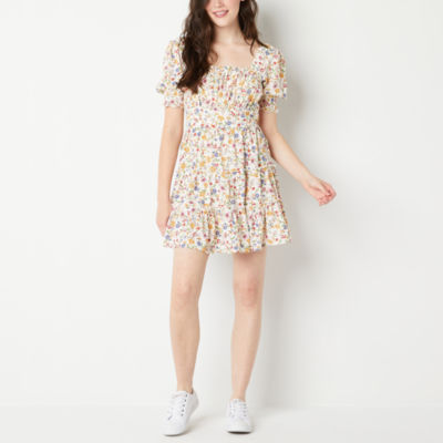 Speechless Juniors Short Sleeve Floral Fit + Flare Dress