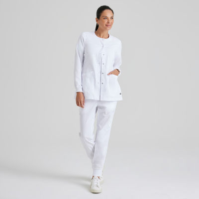 Grey's Anatomy™ by Barco Classic 4450 Jamie 4-Pocket Crewneck Snap-Front Womens Plus Tall Tag Free Scrub Jackets