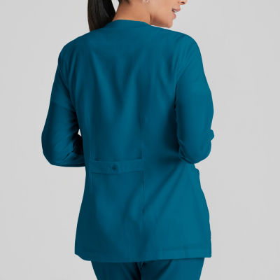 Grey's Anatomy™ by Barco Classic 4450 Jamie 4-Pocket Crewneck Snap-Front Womens Plus Tall Tag Free Scrub Jackets