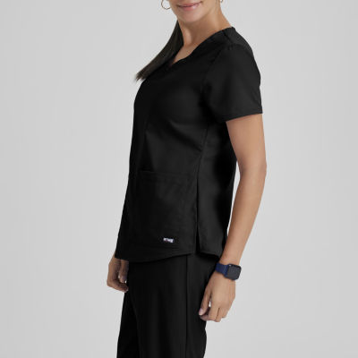Grey's Anatomy™ by Barco Classic 71166 Aubrey 2-Pocket Womens Plus Tall V Neck Tag Free Short Sleeve Scrub Top