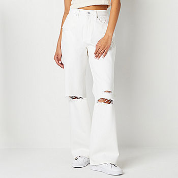 Arizona Juniors Womens Highest Rise Relaxed Fit Jean, Color: White Destroy  - JCPenney