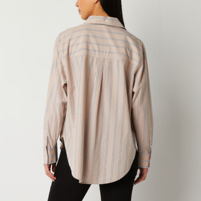 a.n.a Womens Long Sleeve Oversized Button-Down Shirt