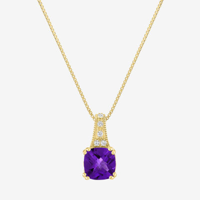 Gemstone 14K Gold Over Silver Cushion Pendant Necklace