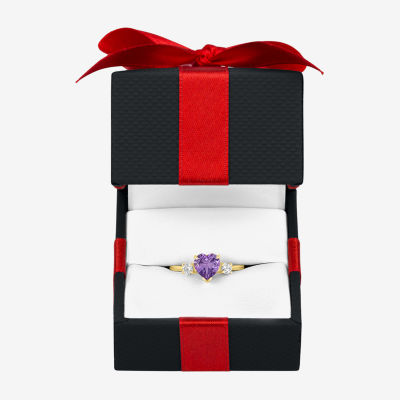 Gemstone 10K Gold Heart Cocktail Ring