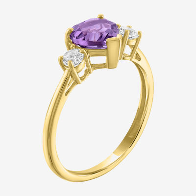 Gemstone 10K Gold Heart Cocktail Ring