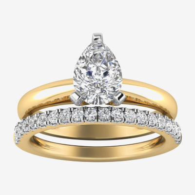 1 1/4 CT. T.W. Lab-Grown (H / SI2) Diamond  Pear Solitaire Bridal Set in 10K Gold