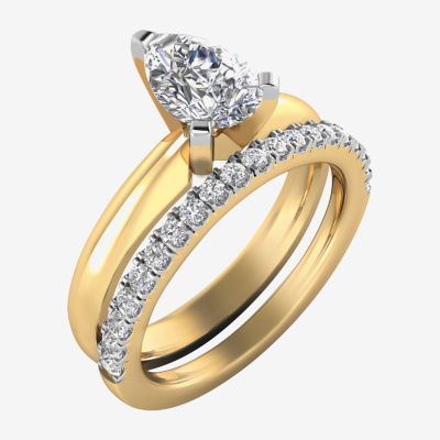 1 1/4 CT. T.W. Lab-Grown (H / SI2) Diamond  Pear Solitaire Bridal Set in 10K Gold