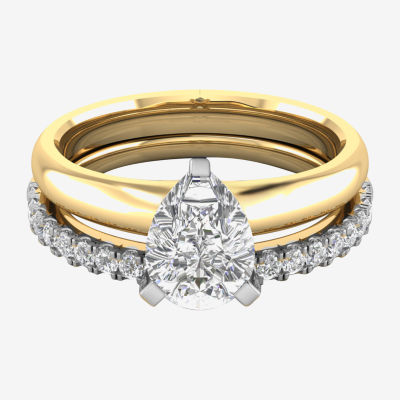 1 1/4 CT. T.W. Lab-Grown (H / SI2) Diamond  Pear Solitaire Bridal Set in 10K Gold