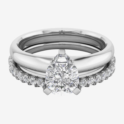 H-I / Si2-I1) Womens 1 1/4 CT. T.W. Lab Grown White Diamond 14K Gold Pear Solitaire Bridal Set