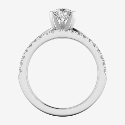 (H-I / Si2-I1) Womens 1 1/4 CT. T.W. Lab Grown White Diamond 14K White Gold Pear Solitaire Bridal Set