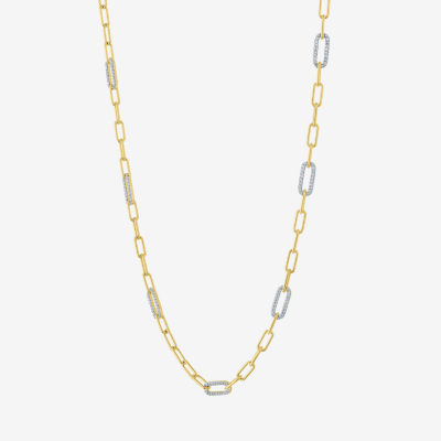 Diamond Addiction (G-H / Si2-I1) 14K Gold Over Silver Sterling Silver 18 Inch Paperclip Paperclip Chain Necklace