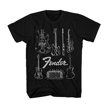 Mens Short Sleeve Fender Graphic T-Shirt, Color: Black - JCPenney