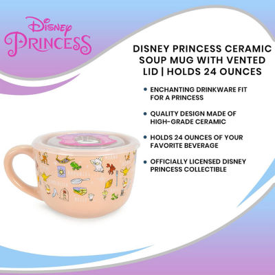 Disney Collection Princess 24 Oz Soup Mug With Lid 2-pc. Princess Coffee Mug