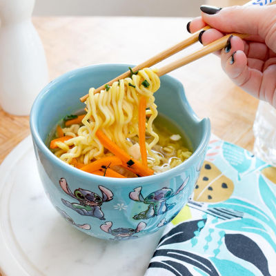 Disney Collection Lilo & Stitch 20 Oz Bowl With Chopsticks 3-pc. Ceramic Dinnerware Set