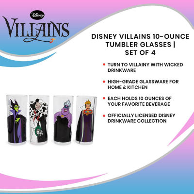 Disney Collection Villains 4 Piece 10 Oz Tumbler Set Tumbler Glass