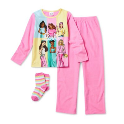 Little & Big Girls 3-pc. Barbie Pant Pajama Set, Color: Pink - JCPenney