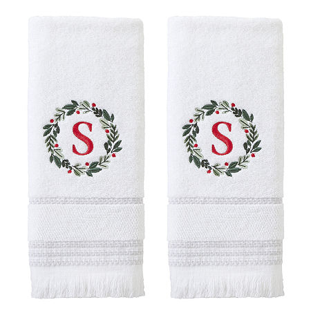 Skl Home Wreath Monogram Letter S 2-pc. Hand Towel, One Size, White