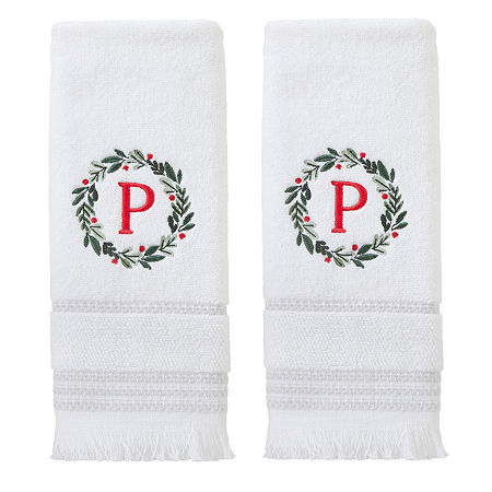 Skl Home Wreath Monogram Letter P 2-pc. Hand Towel, One Size, White