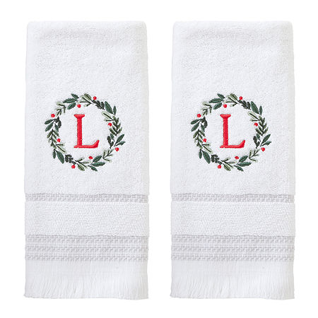 Skl Home Wreath Monogram Letter L 2-Pack 2-pc. Hand Towel, One Size, White