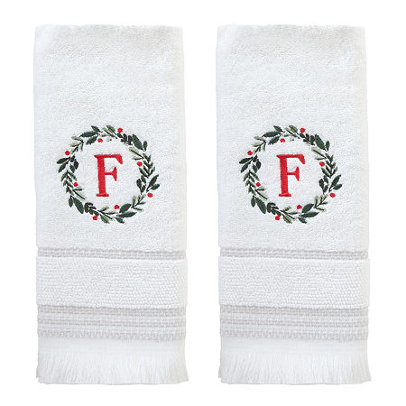 Skl Home Wreath Monogram Letter F 2-pc. Hand Towel, One Size, White