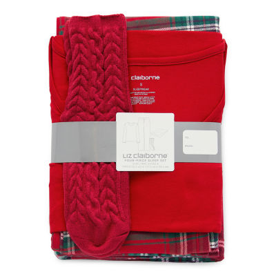 Liz Claiborne Womens Long Sleeve 4-pc. Pajama Sets