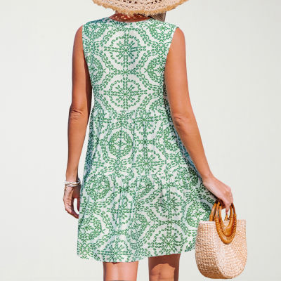 CUPSHE Womens Petite Sleeveless Floral A-Line Dress