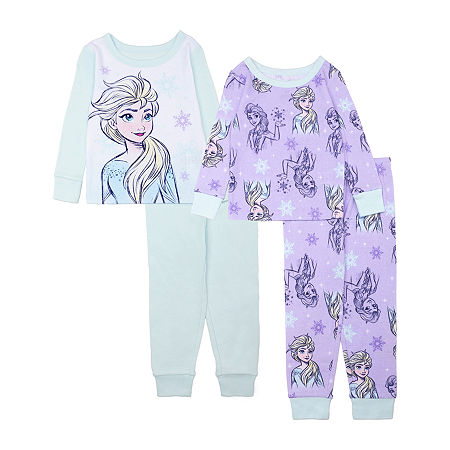 Disney Collection Toddler Girls Frozen Crew Neck Long Sleeve 4-pc. Pajama Sets, 5t, Blue