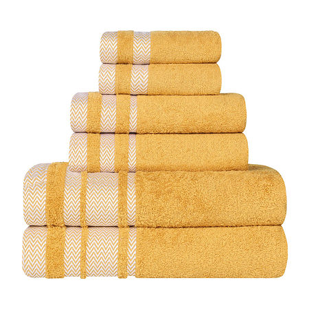 Superior Hays Collection | 100% Cotton 6-pc. Quick Dry Solid Bath Towel Set In Yellow