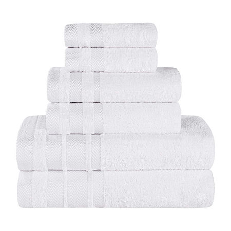 Superior Hays Collection | 100% Cotton 6-pc. Quick Dry Solid Bath Towel Set In White