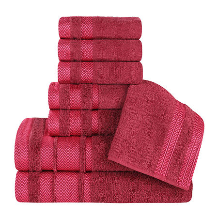 Superior Hays Collection | 100% Cotton 8-pc. Quick Dry Solid Bath Towel Set In Red